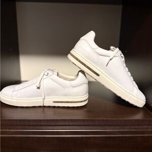 Birkenstocks Classic White Women's Sneakers with cork accented heel